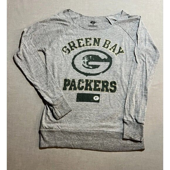Green Bay Packers Shirt Womens XS Gray Round Neck‎ Long Sleeve Tee Ladies New. - Picture 1 of 7